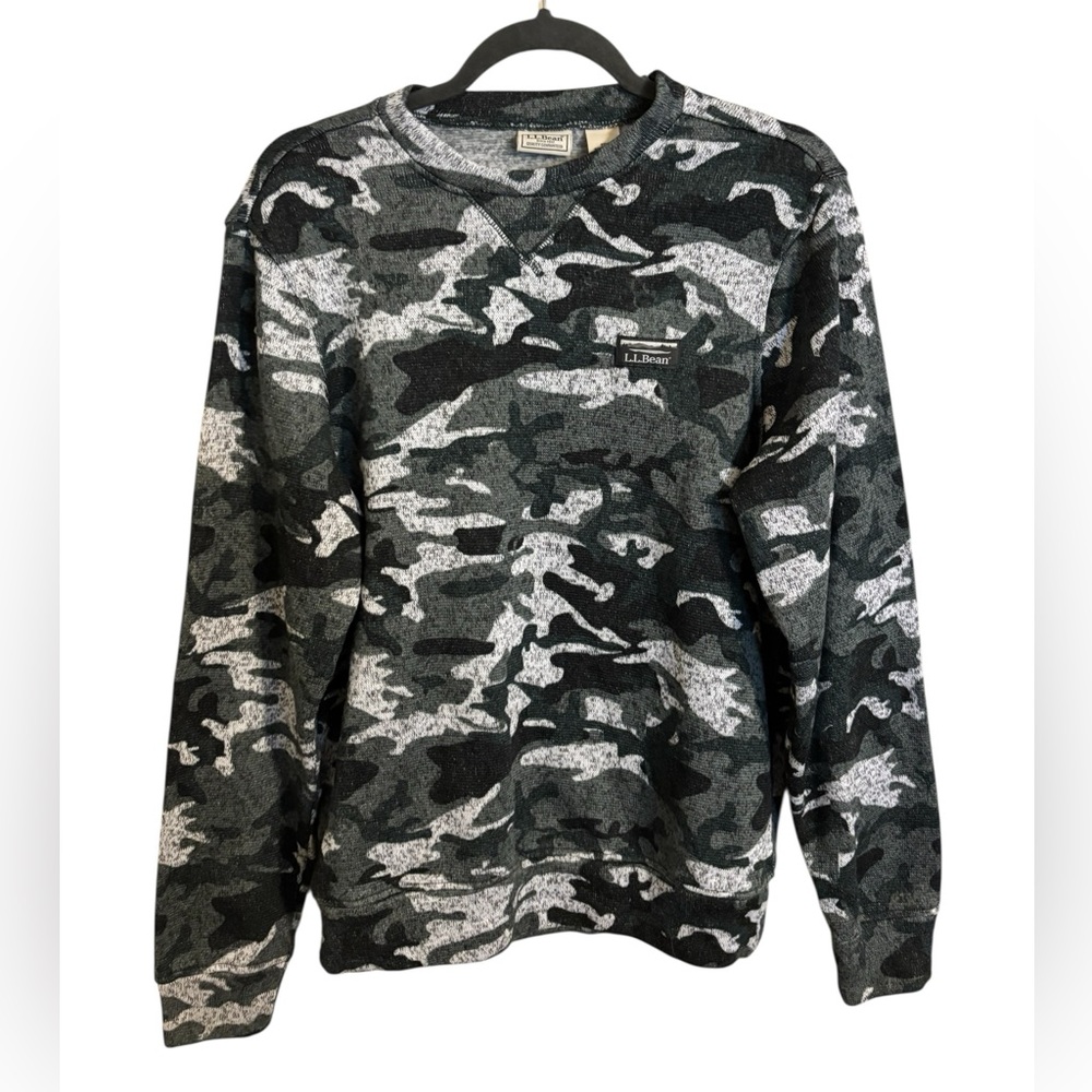 L.L. Bean Green Camouflage Lightweight Pullover Sweater Small